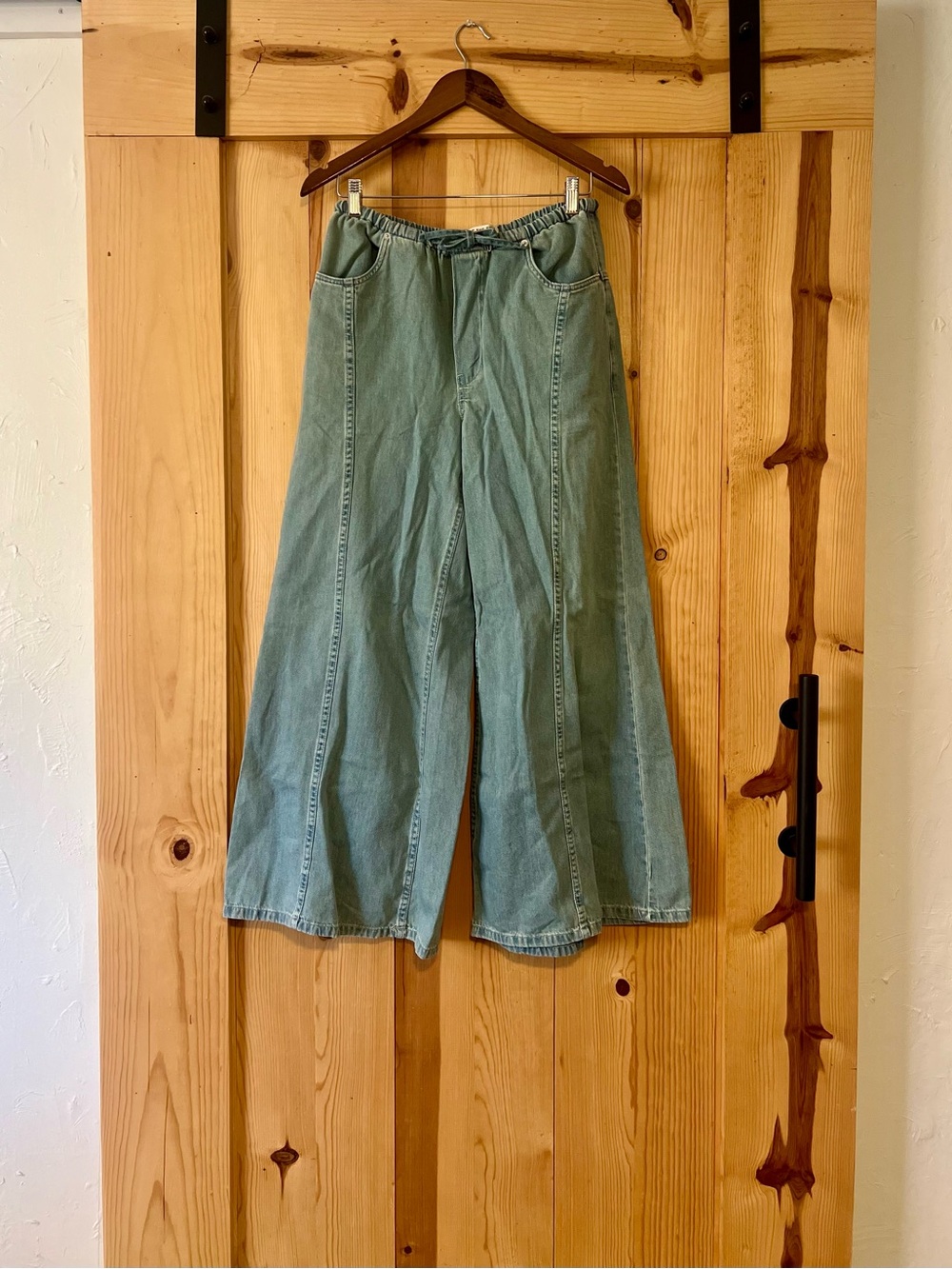 Free People blue Wide-Leg Pull-On Pants